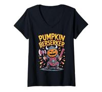 Donna Carino Zucca Berserker Halloween Viking Maglietta con Collo a V