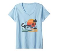 Donna Carmelo sul Mare Maglietta con Collo a V