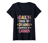 Donna Carmen Personalized Name Funny Cute Custom Carmen Name Maglietta con Collo a V