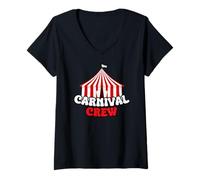 Donna Carnival Crew Circus Staff Festival Theme Birthday Party Maglietta con Collo a V