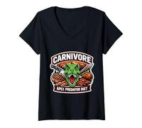 Donna Carnivore Apex Predator Diet Meat Eater T-Rex Dino Keto Joke Maglietta con Collo a V