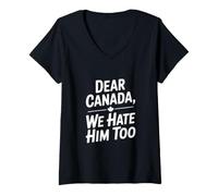 Donna Caro Canada Lo odiamo Anche Noi Maglietta con Collo a V