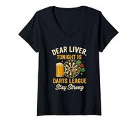 Donna Caro fegato stasera è Darts League Pub league Gioco Team Joke Maglietta con Collo a V