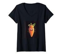 Donna Carota Costume Corona Carota per gli amanti del Re Vegetale Maglietta con Collo a V