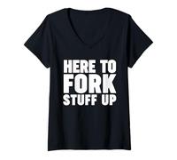 Donna Carrello elevatore Qui per la roba della Forcella Up Maglietta con Collo a V