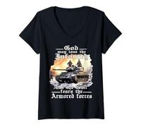 Donna Carro Armato Panther Soldiers T Autista di carro Armato Maglietta con Collo a V