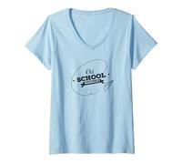 Donna Carta Aereo Carta Aereo Grafica Old School Maglietta con Collo a V