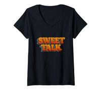 Donna Cartello con Emblema Nice Sweet Talk Maglietta con Collo a V