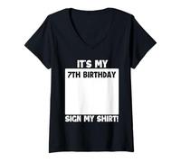 Donna Cartello It's My 7th Birthday, My 7 Bday Party Maglietta con Collo a V