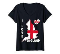 Donna Cartina Hello London I Love England Proud English Daddy Mom Maglietta con Collo a V
