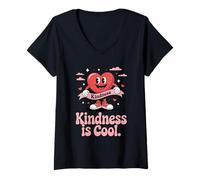 Donna Cartone animato Kindness is Cool Heart con scarpe da ginnastica e motivo amore Maglietta con Collo a V