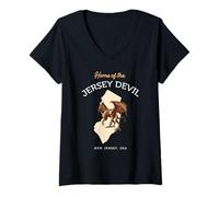 Donna Casa del diavolo Jersey New Jersey Cryptid Maglietta con Collo a V