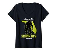 Donna Casa Della Skunk Ape Florida State American Cryptid Society Maglietta con Collo a V