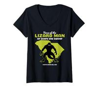 Donna Casa Dell'uomo lucertola South Carolina State Funny Cryptid Maglietta con Collo a V