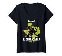 Donna Casa Di El Chupacabra Texas State America Cryptid Maglietta con Collo a V