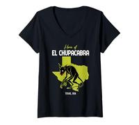Donna Casa Di El Chupacabra Texas State America Mostro Cryptid Maglietta con Collo a V