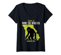 Donna Casa Di Momo Il Mostro Missouri State America Cryptid Maglietta con Collo a V