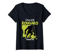 Donna Casa Di Rougaro Louisiana State American Cryptid Divertente Maglietta con Collo a V