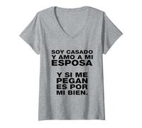 Donna Casado y Mandilón Father's Day Dad Husband Latinx Mexicans Maglietta con Collo a V