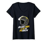 Donna Casco da Motociclista Capelli Non è Il Mio Problema Calvo Motociclista Maglietta con Collo a V