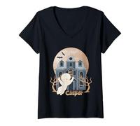 Donna Casper The Friendly Ghost Haunted House Glow Maglietta con Collo a V