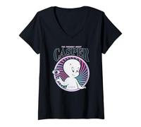 Donna Casper The Friendly Ghost Hypnotic Spiral Maglietta con Collo a V