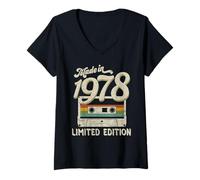 Donna Cassetta vintage per 43° compleanno, edizione limitata Made in 1978 Maglietta con Collo a V