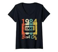 Donna Cassette Vintage per 38 Compleanno 1984 Migliori Anni 80 Maglietta con Collo a V
