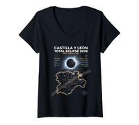 Donna Castiglia e León Total Eclipse Spagna 12 Agosto 2026 Maglietta con Collo a V