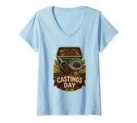 Donna CASTINGS Day Raccolta Humus Lombrichi Compostaggio Maglietta con Collo a V