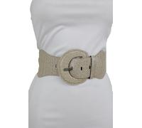 Donna Casual Fascia Elastica Cintura Hip Vita Alta Beige Similpelle Day Wear XS