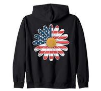 Donna Casual Fiore Bandiera Americana Stelle e Strisce Grafica Felpa con Cappuccio
