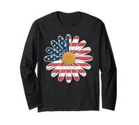 Donna Casual Fiore Bandiera Americana Stelle e Strisce Grafica Maglia a Manica