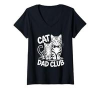 Donna Cat Dad Club Maglietta con Collo a V