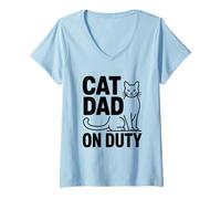 Donna Cat Dad On Duty Maglietta con Collo a V