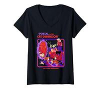 Donna Cat Dimension Sci Fi Retro Vintage Funny Adult Humor Maglietta con Collo a V