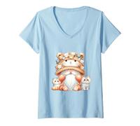 Donna Cat Gnome Cute Kawaii Kitties For Cat People Who Love Cats Maglietta con Collo a V