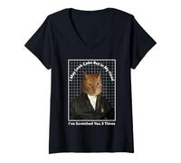 Donna Cat Meme Volte Divertente Gatto Maglietta con Collo a V