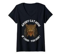 Donna Cat Mom If I Run You Run Divertente gioco di parole per il proprietario di un gatto davvero cattivo Maglietta con Collo a V