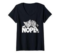 Donna Cat No, Non Oggi Bad Attitude Naughty Sly Kitten Maglietta con Collo a V