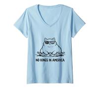 Donna Cat Obese No Kings in America Protesta Maglietta con Collo a V