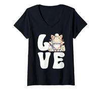 Donna Cat Owner Must Haves With Cat Dad Gnome Love Cat Graphic Maglietta con Collo a V