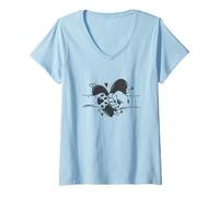 Donna Cat Pugno Bump Love Paw Punch Maglietta con Collo a V