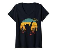 Donna Cat UFO Camicia Invasion Alien Astronave Vintage Maglietta con Collo a V