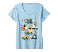 Donna Cat Yoga Poses - Divertente Design per Allenamento per Gatti Maglietta con Collo a V