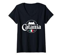 Donna Catania Italia Viaggi Città Italia Maglietta con Collo a V