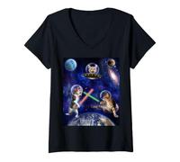 Donna Cats Attack Funny Meow Wars Cat in Space Kitten Lovers Maglietta con Collo a V