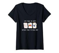 Donna Cats Make Me Happy Humans Make My Head Hurt for Cat Lovers Maglietta con Collo a V