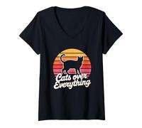 Donna Cats Over Everything Maglietta con Collo a V