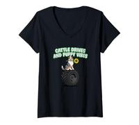 Donna Cattle Drives e Puppy Vibes Australian Shepherd Proprietario Maglietta con Collo a V
